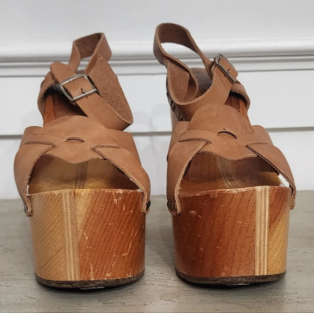 Kimel Sabots Rare Vintage Wooden Sculptural Collectible Platform Heel w/Toe Taps